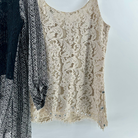 BKE Boutique 2-PC Sequin Lace Cardigan Kimono & Camisole Tank Top Set WOMENS S - Picture 10 of 11